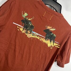 Todd Snyder x LL Bean T Shirt Mens S Orange Organic Graphic Tee Outdoor Hiking